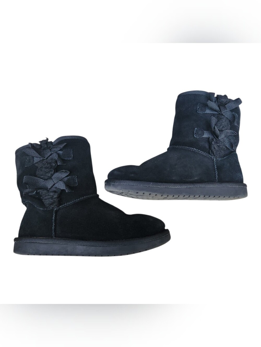 Koolaburra by UGG Victoria Short Boots Girls Size 4 black bows Preppy